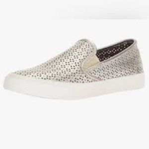 NWT SPERRY TOP SIDER WOMENS SEASIDE PERFORATED EMBOSS LEATHER SHOES PLATINUM 5.5